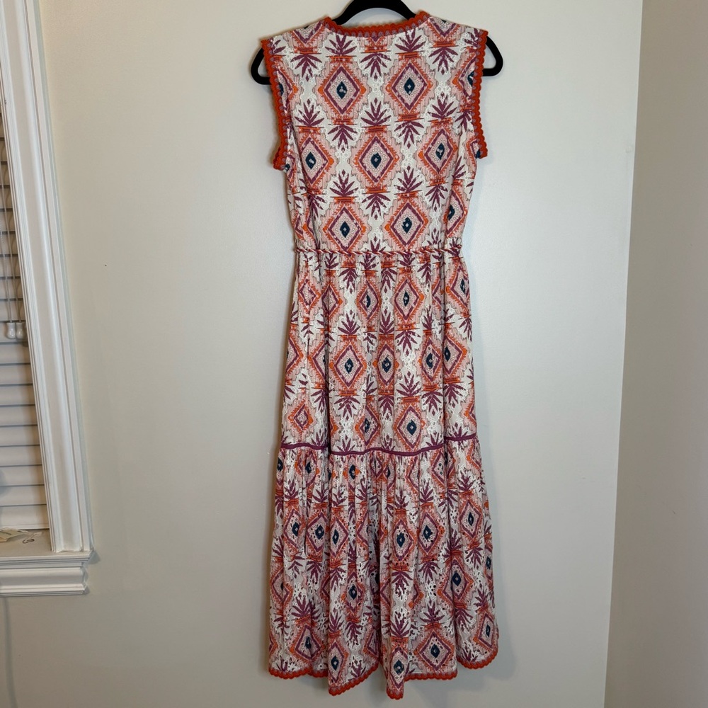 Sundance NWT Annetta Eyelet Tank Sleeveless Dress Orange Multi Colored Lined Sm - Picture 7 of 13